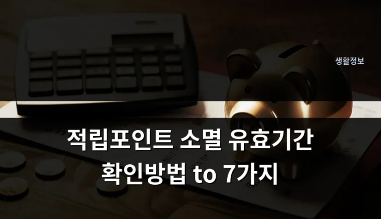 적립포인트 소멸 유효기간 확인방법 to 7가지